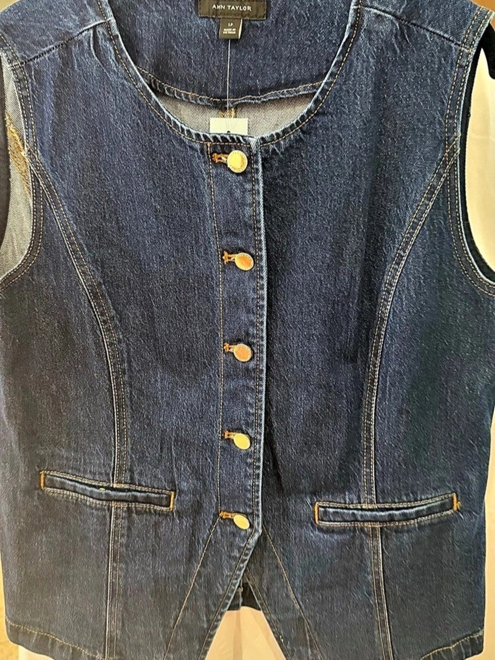 NWT - Ann Taylor Women's Denim Vest in Blue, Large Petite